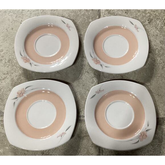 Lot Of 4 Vintage Nikko Japan Quadrille Peachglow Saucers 6” - Picture 2 of 7